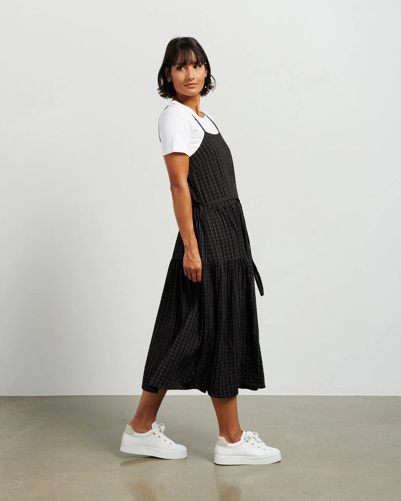 Macey Pinafore Dress - Black Plaid