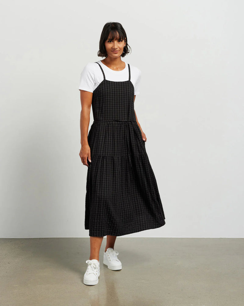 Macey Pinafore Dress - Black Plaid