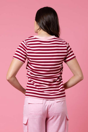 Jordyn Tee - Maroon Stripe