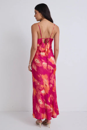 Lavish Party Pink Tie Back Slip Dress