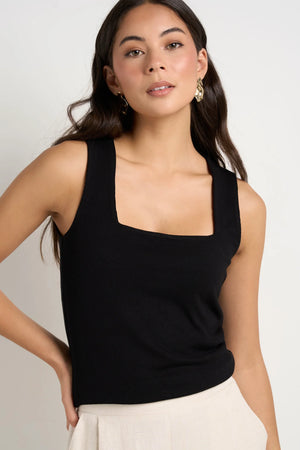 Positive Black Square Neck Tank