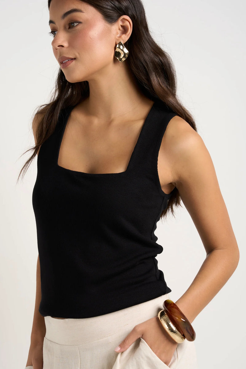 Positive Black Square Neck Tank