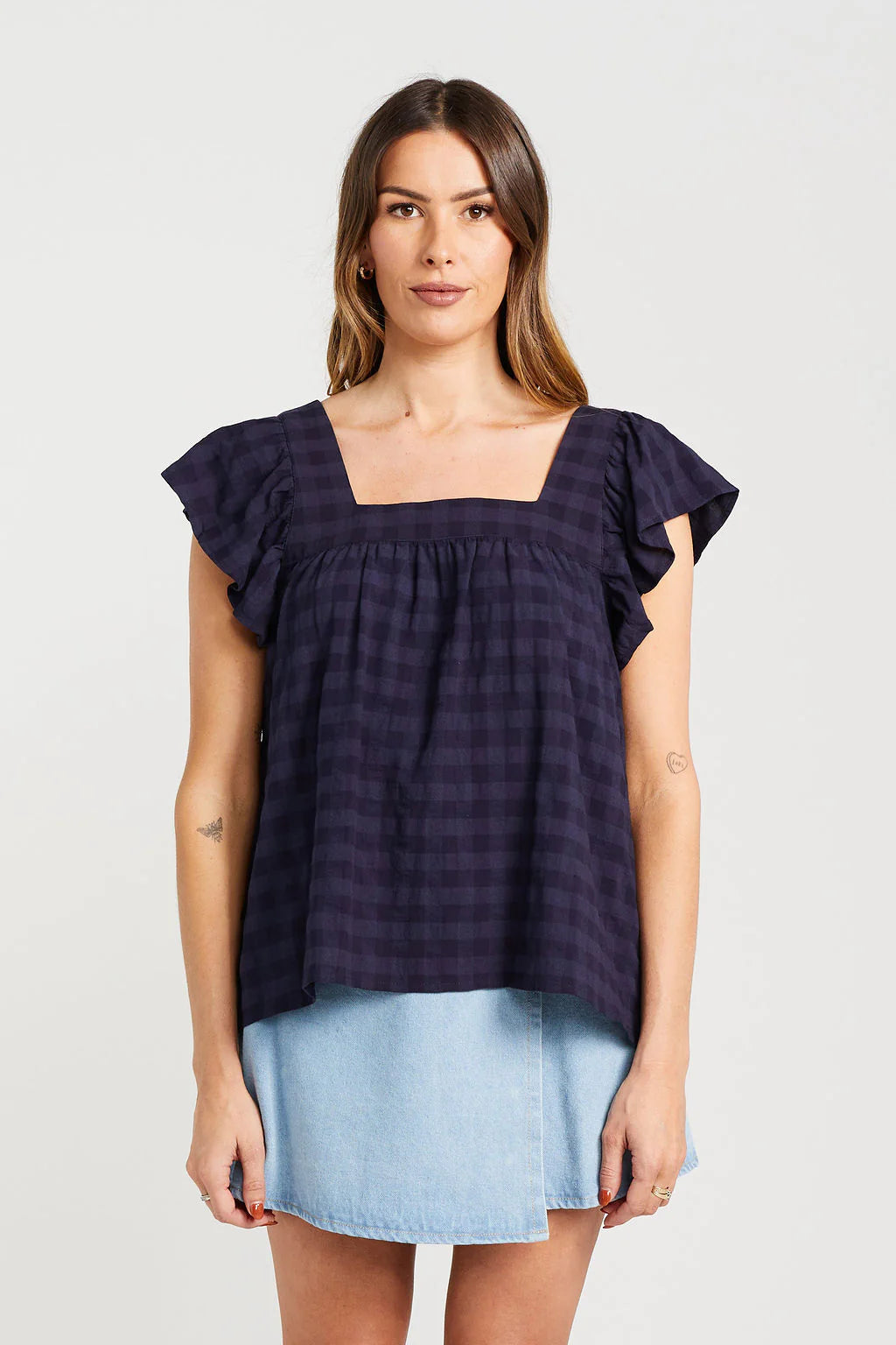 Tiggy Top - Navy Check