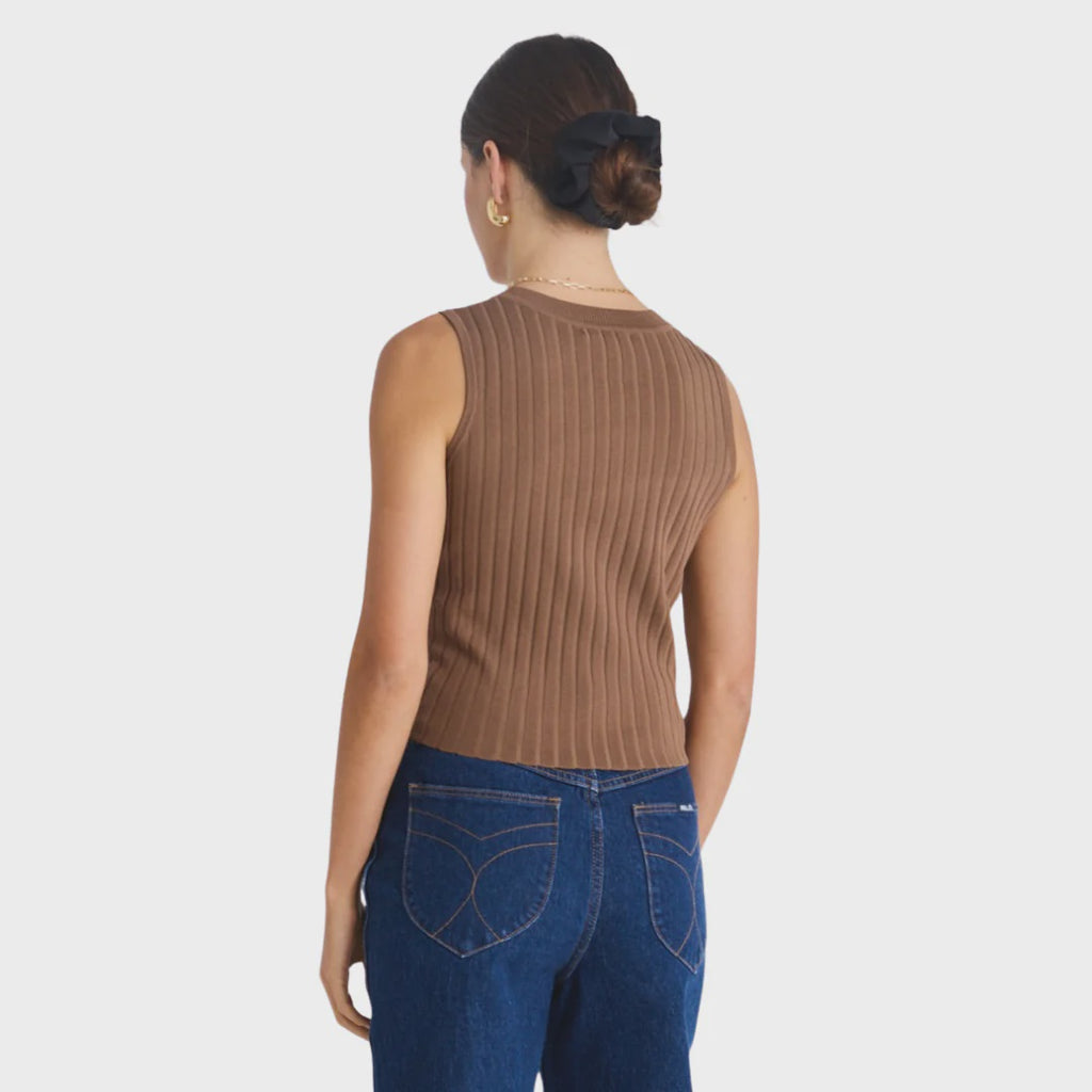 Thesis Coffee Rib Fitted Tank - Brown