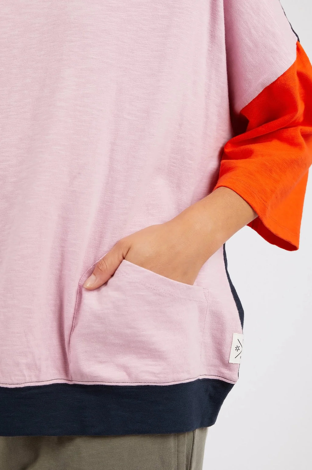 Mazie Block Sweater - Pink/Tang