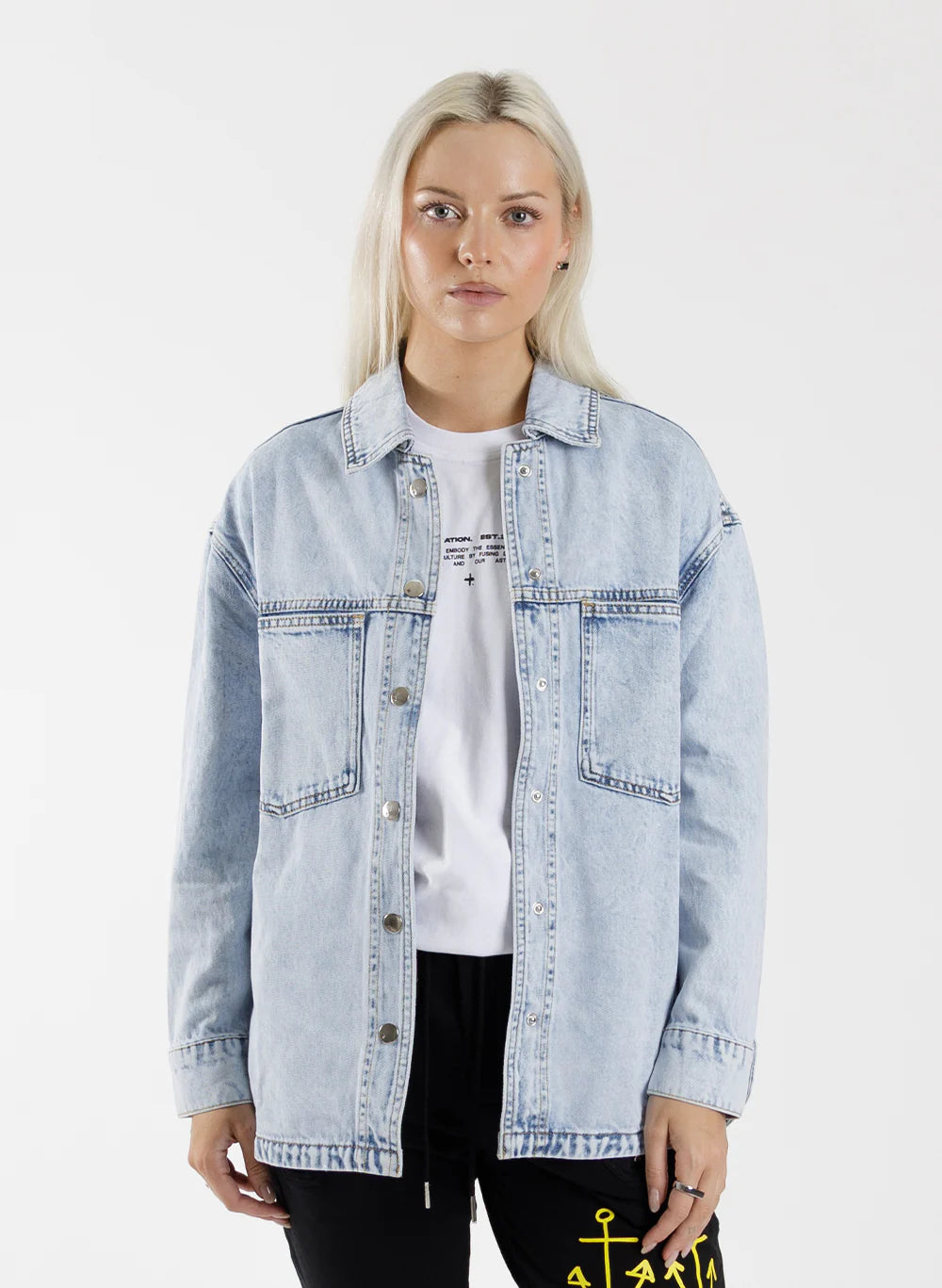 Denim Shacket - Washed Blue