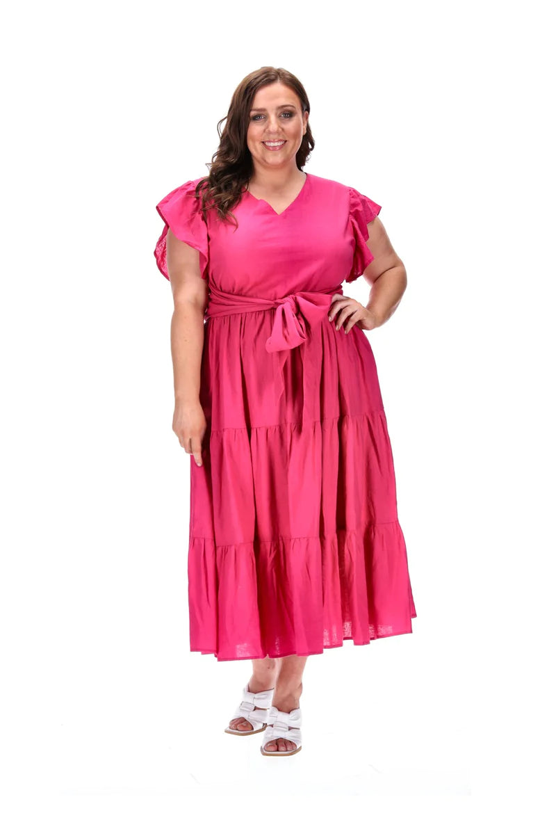 Rachael Midi Dress - Raspberry