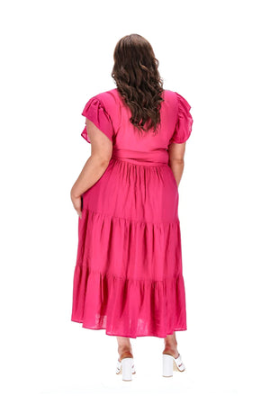 Rachael Midi Dress - Raspberry