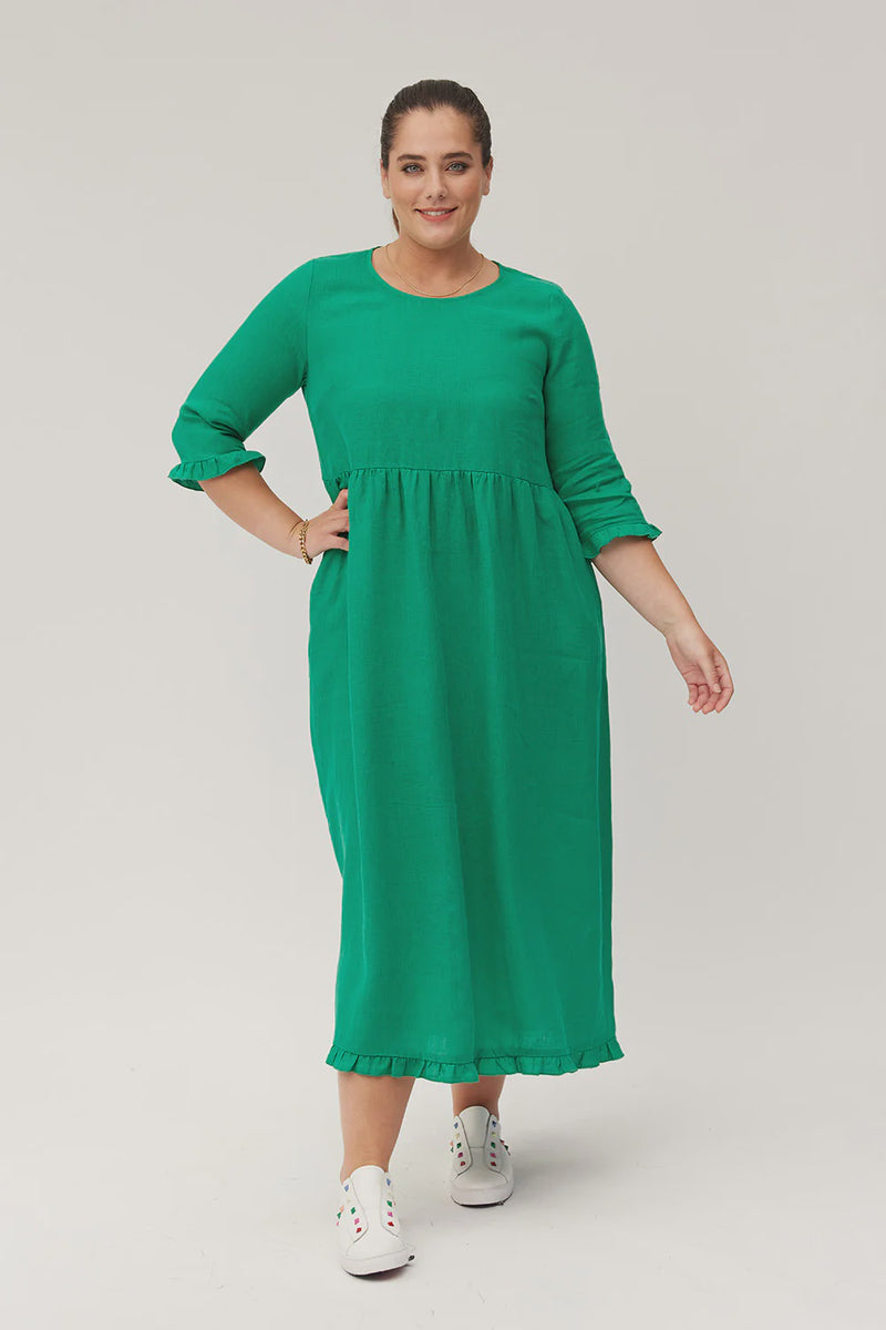 Josie Linen Dress - Green